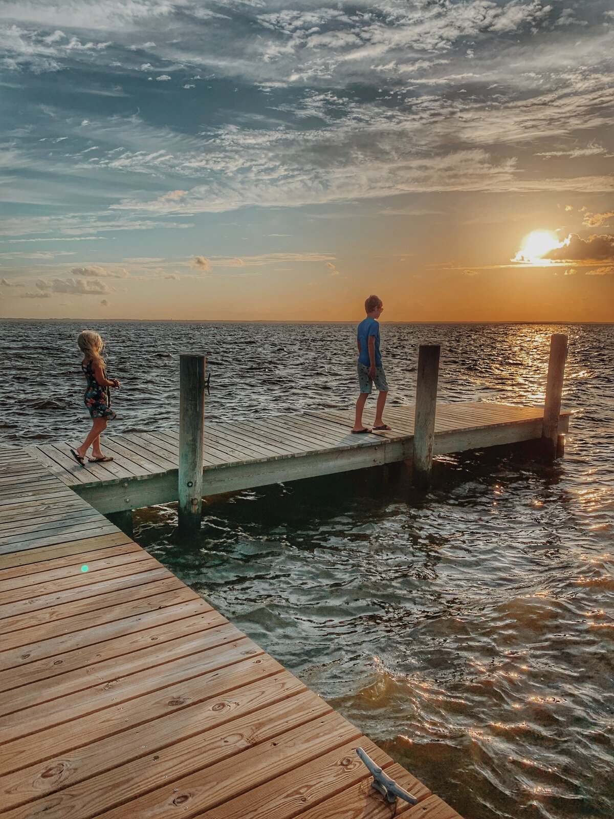 Kids on the Dock at Sunset