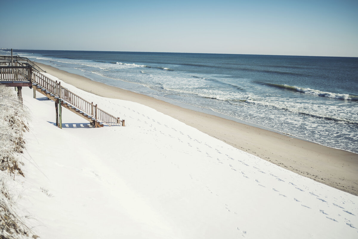 Footprints in the Snow at Topsail Beach