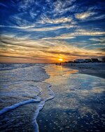 Beachgoers at Sunset