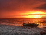 Inflatable Raft at Sunset