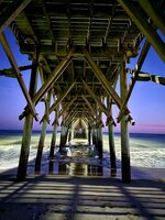 The surf city pier at sunset